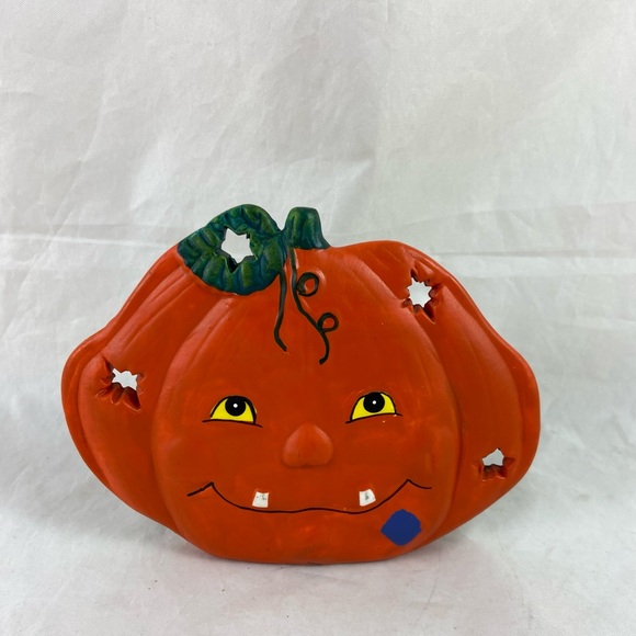 5 Halloween Pumpkin Shaped Tea Light Holders Jack-O-Lantern Witch K’s Ceramics - Picture 8 of 16